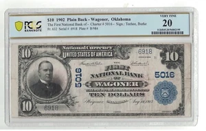 U.S. (Wagoner, OK) - 1902 $10.00 National Currency Banknote (PCGS Very Fine 20) - Picture 1 of 2