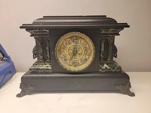 Antique Ingraham Black Mantle Clock - Bild 1 von 9