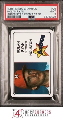 Tarjetas de crédito Perma-graphic Super Star 1981 #26 Nolan Ryan Hof PSA 9 Foto 1 de 2
