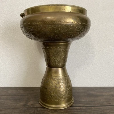 "Antiguo tambor de pátina de latón cobre en relieve vintage 13"" Darbuka Doumbek" Foto 1 de 4