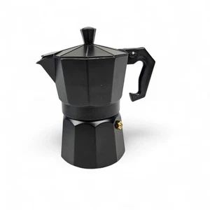 Espresso Kocher Aluminium Schwarz 3 Tassen 135 ml Espressokocher Kitchen Club - Bild 1 von 7