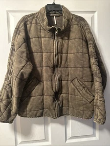 Free People Quilted Knit Heavyweight Jacket Size Large Brown - Picture 1 of 6