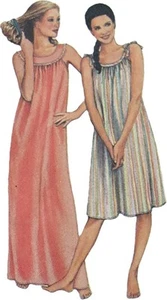 1980s Round Yoke Maxi Dress Nightie Bloomer Mumu Simplicity 9877 Sewing Pattern - Picture 1 of 3