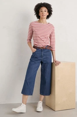 Seasalt Women's Petite Barnes Wide Leg Crop Jeans Mid Wash Indigo - Image 1 of 4