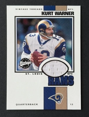 KURT WARNER 2001 UD UPPER DECK VINTAGE THREADS RAMS RELIC JERSEY PATCH SP - Image 1 of 2