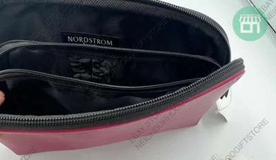 Bolso de Viaje Nordstrom Imitación Cuero Borgoña 10"x6"x3" Maquillaje Cosmético Nuevo PIC Foto 1 de 4