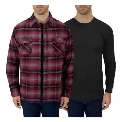 Pack de 2 camisas térmicas y de franela Jachs para hombre talla M rojas/negras  Foto 1 de 4