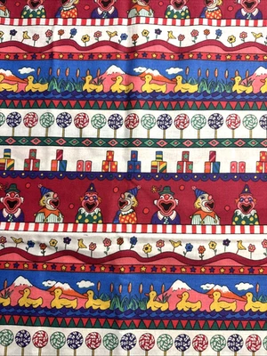 Carnival Theme Clown Candy Ducks Cotton Fabric Kesslers Half Y #24 - Image 1 of 4