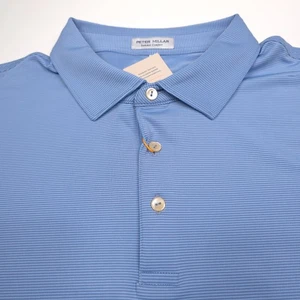 Polo homme Peter Millar été confort bleu clair rayé 105€ taille XL - Photo 1/8