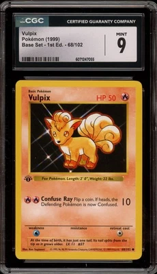 Pokemon Vulpix Base Set Shadowless 1st Edition #68 CGC 9 Mint - Image 1 of 2