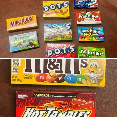 Movie Theater Candy Lot - Dots, Mike N Ike, M&Ms, Milk Duds, Junior Mints New! - Image 1 of 4