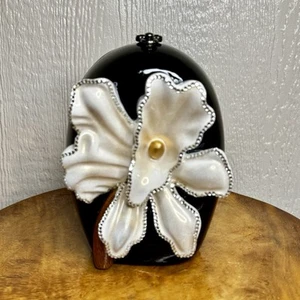 Timmy Woods Lily Flower Purse with Tag Acacia Wood Bag Beverly Hills B - Picture 1 of 16