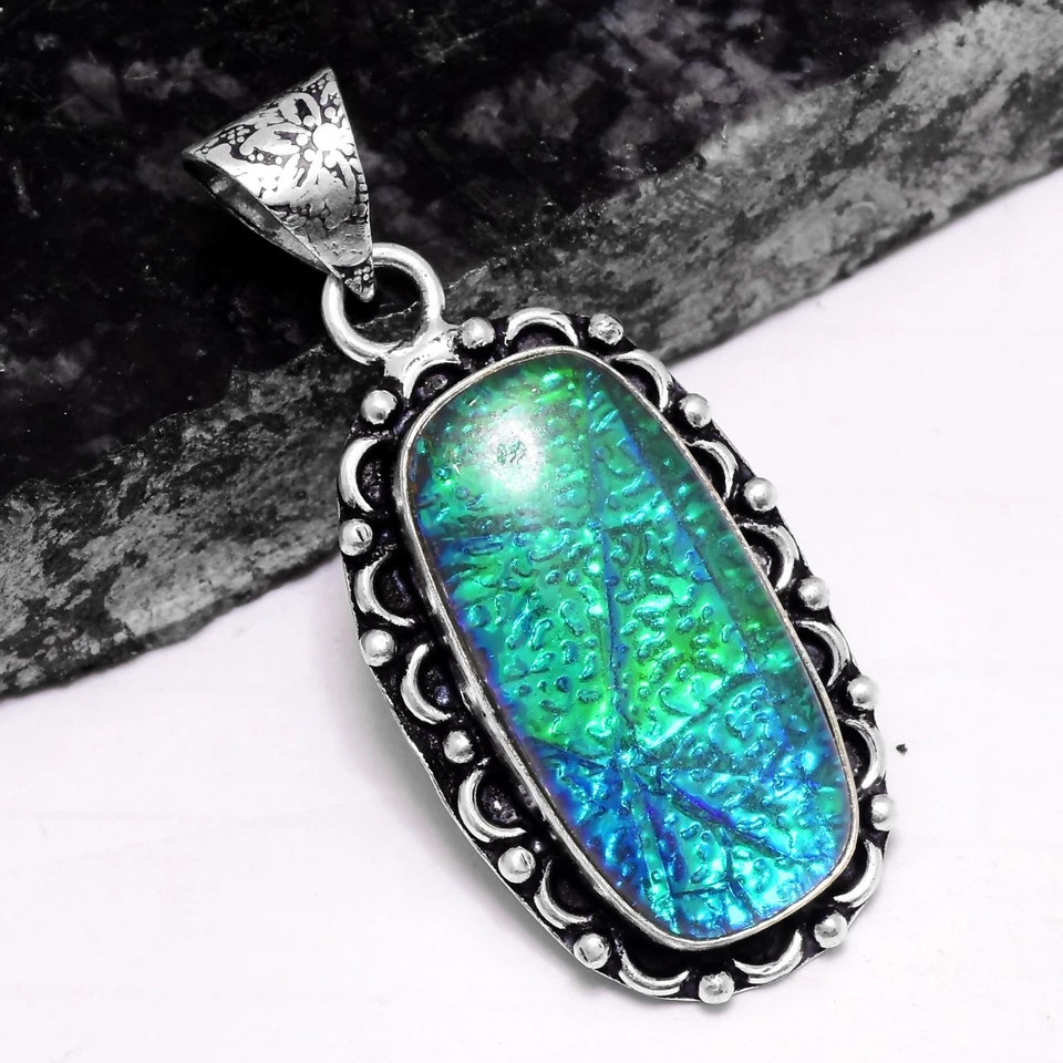 Pingente de presente étnico feito à mão opala fogo triplo joia 2" P-457 - Imagem 1 de 1