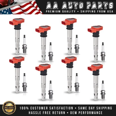 8 bobinas de encendido y 8 bujías de platino para Audi R8 2008-2010 4,2 L V8 UF529 Foto 1 de 4