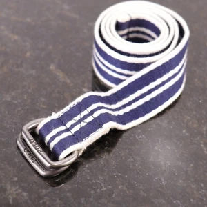 Vintage Polo Ralph Lauren Striped Canvas Belt Blue White Stripes Men's 33" - Picture 1 of 4