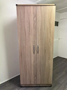 2 Door Oak Effect Wardrobe with Shelf and Rail - Picture 1 of 12