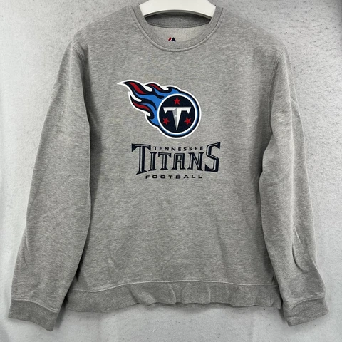 Tennessee Titans Sweater Men's Large Pullover Crewneck Majestic Gray Cover