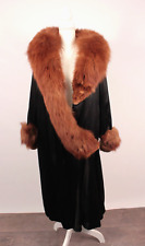 VTG Women's 20s Black Silk Fur Trim Opera Coat 1920s Sz S/M Silk Jacket Mink Fur