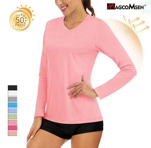  Women's UPF 50+ UV Protection T-Shirt Long Sleeve Pullover V-Neck Golf Shirts - Picture 1 of 195