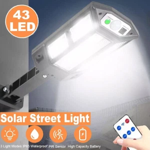 43 LED Solar Light Motion Sensor 3 Modes Lamp Outdoor Wall Street Yard Garden - Picture 1 of 18