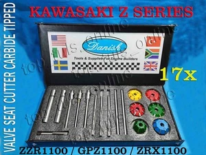 17x KAWASAKI ZZR1100/GPZ1100/ZRX1100 VALVE SEAT CUTTER KIT CARBIDE 3 ANGLES CUT - Picture 1 of 9