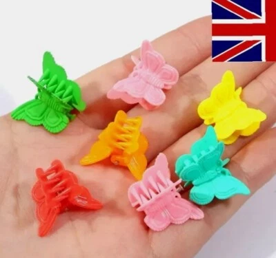 Butterfly Mini Hair Claw Clips Plastic Multicoloured Small Hair Clips Grips UK