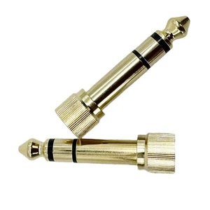 2x 6.35mm 1/4" Stereo Male to 3.5mm 1/8" Female Audio Phone Screw-On Adapter Amp - Picture 1 of 7