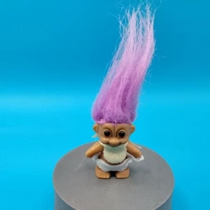 Vtg Russ Baby Troll Purple Hair Diaper Bib Standing Mini Doll Figure - Picture 1 of 14