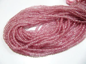 Pink Topaz Beads 3 to 4mm rondelle faceted Strand 13 inch - Picture 1 of 6