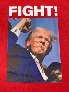 Trump Fist up Fight Fight T-shirt Women L Red Patriotic Iconic Moment in History - Picture 1 of 13