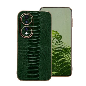 Tiermuster Echt Lder Backcover Handyülle Luxus Chrom Rand Snap On Case für HONOR - Picture 1 of 14