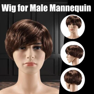 Short Straight Wig Hair Brown Fake False Synthetic Fibre for Men Mannequin 20CM - Picture 1 of 5