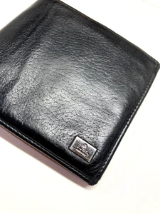 GUCCI VINTAGE METAL LOGO PLATE EMBOSSED SOFT LEATHER WALLET BIFOLD ITALY BLACK - Picture 1 of 20
