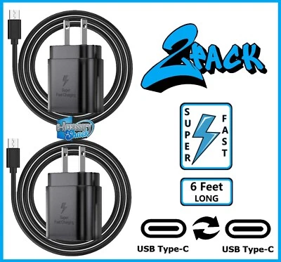 2 Pack 25w USB-C Super Fast Charger+6FT Cable FOR Samsung Galaxy A14 A15 S23 S24 - image 1 of 4