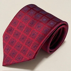 Charvet Place Vendome Tie Iridescent Micro Blue Dots Red Squares Silk France - Picture 1 of 19