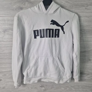 Puma Sweater 15-16yrs White Black Big Logo Hoodie Fleece Hoodie Youth - Picture 1 of 3