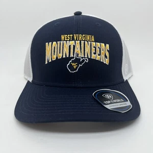 West Virginia Mountaineers State Logo Top Of The World Trucker Hat Adjustable - Picture 1 of 13