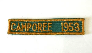 Tira de parche Camporee Scout vintage 1953 BSA Boy Scouts segmento de 3,5" - Imagen 1 de 8