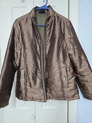 Women’s Puffer Jacket Size XL Fitted Copper Color Swiftie Look READ - Image 1 of 4