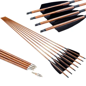 30 32 Inch Spine 500 Traditional Archery Arrows for Recurve Bow Longbow 12PCS - Picture 1 of 6