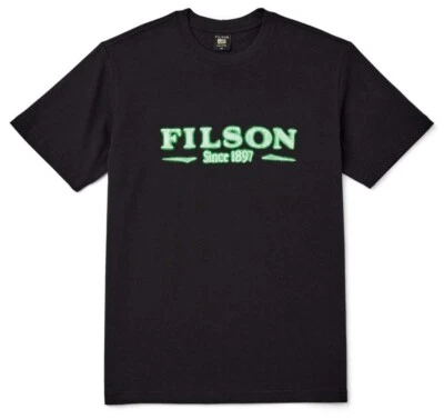 Filson Pioneer T-Shirt New Black Neon Heavyweight 6.5oz Cotton Tee Outdoor Work - Image 1 of 3