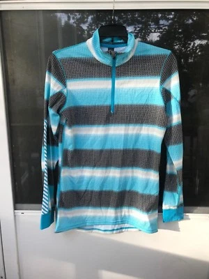  Helly Hansen Zip Underwear Frozen Blue Multi Square Women's Long SLEEVE Tops M - Image 1 of 3
