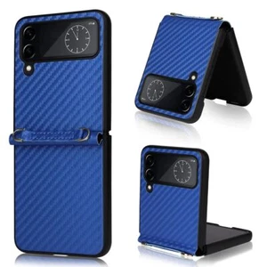 Für Samsung Galaxy Z Flip4 5G Kunstleder / Kohlefaser Handy Tasche Etuis Hülle - Zdjęcie 1 z 4