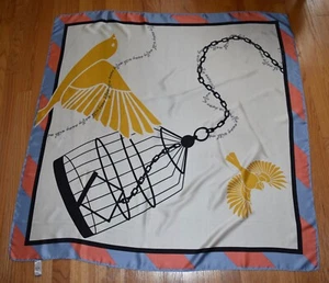 NWT Worthington Silk Square Scarf Bird Canary Goldfinch Flight Aviation 38" - Picture 1 of 24
