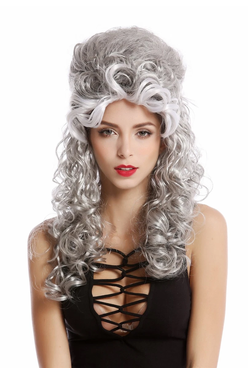 Sirene Perücke Silber Lang & Lockig – Für Halloween & Mottopartys, Mit Pony