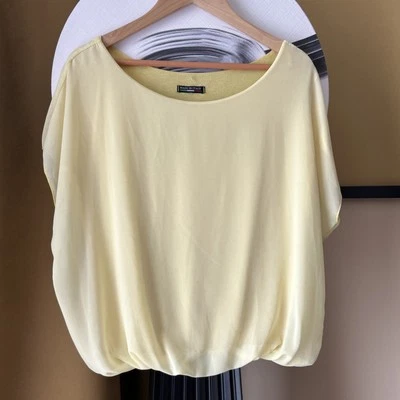 Женский итальянский весна/лето круглый вырез пончо бледно-желтый шифоновое хлопок Топ S - Изображение 1 из 4