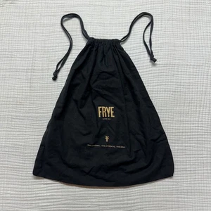 FRYE Dust Bag Black Spell Out Graphic since 1863 Drawstring 17" x 16" preowned - Picture 1 of 5