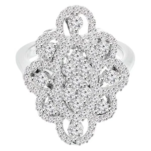 Anillo redondo de diamantes VS1 F de 1,54 quilates de oro blanco de 14 quilates - Imagen 1 de 3