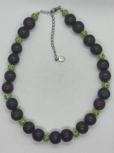 Betsy Johnson Garnet Beaded Necklace Green - Picture 1 of 6