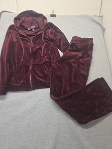 Traje de chándal Gloria Vanderbilt para mujer talla mediana terciopelo granate cremallera completa - Imagen 1 de 23